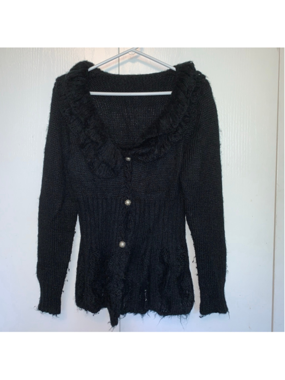 Women's Unbranded Black Knit Cardigan Sweater Size Medium